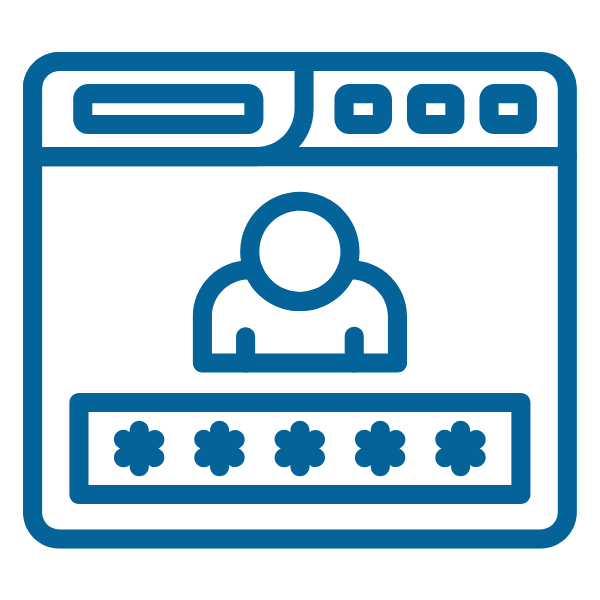 ACES blue icon blue image, of a square representing a webpage for people to login