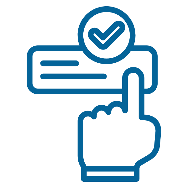 apply now blue icon with a pointing finger to a checkbox