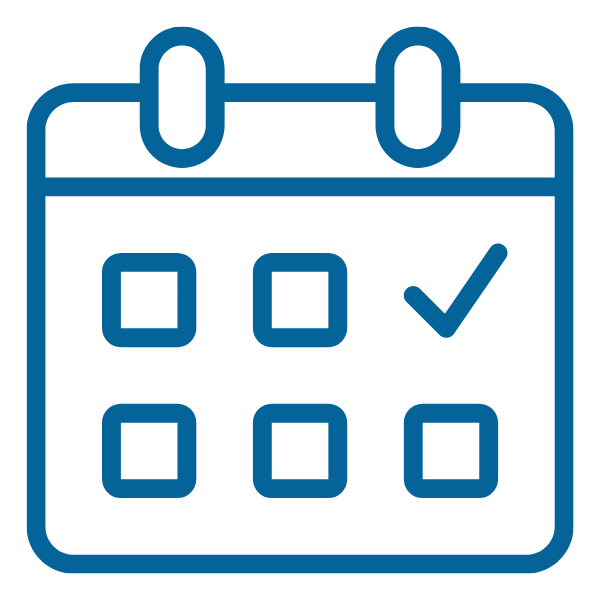 Academic Registration blue icon graphic lines and squares shaping a calendar