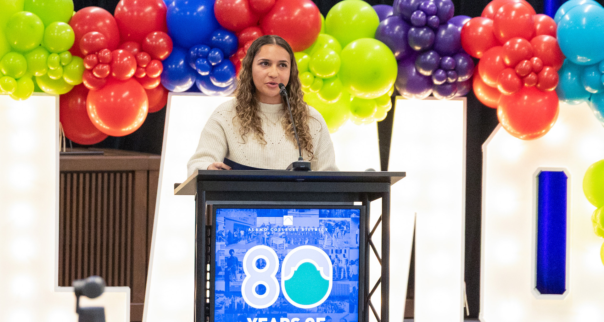 SPC Student Speaking at Podium