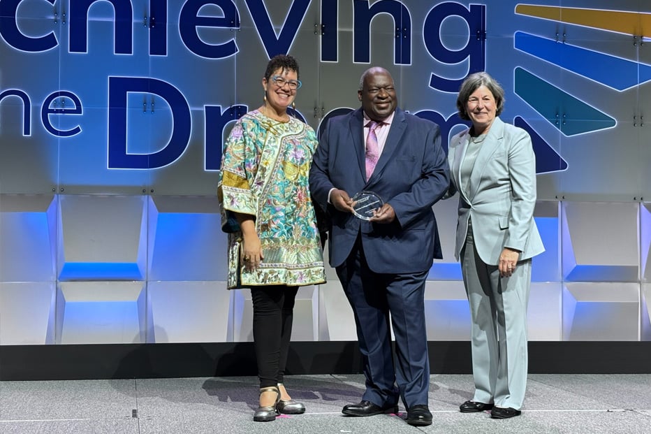 Dr. Railey receiving Achieving the Dream 2026 Award