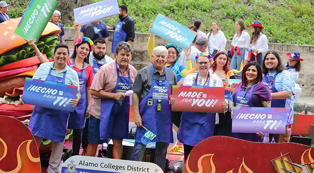 ACD students and employees on a river float