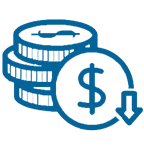 Alamo College district blue icon in the shape of money coins