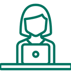 icon graphic in the shape of a student