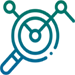 icon graphic in the shape magnify glass looking at data