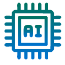 icon graphic in the shape of computer chip with AI written in the middle