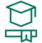 Green graduation cap outline