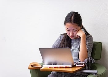 Student on her laptop