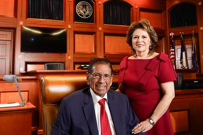 Joe and Carmen Gamez in St. Mary's Joe A Gamez Courtroom web