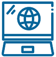Laptop with web on screen icon