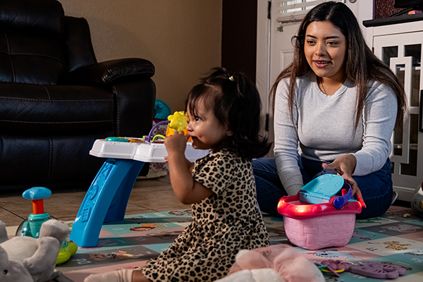 Mary Martinez and online student spending time with her daughter