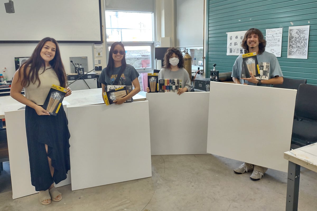 Artist with Students at St. PJ's