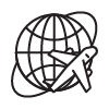 Plane traveling around the world icon