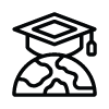 graduate mortar cap on top of globe icon