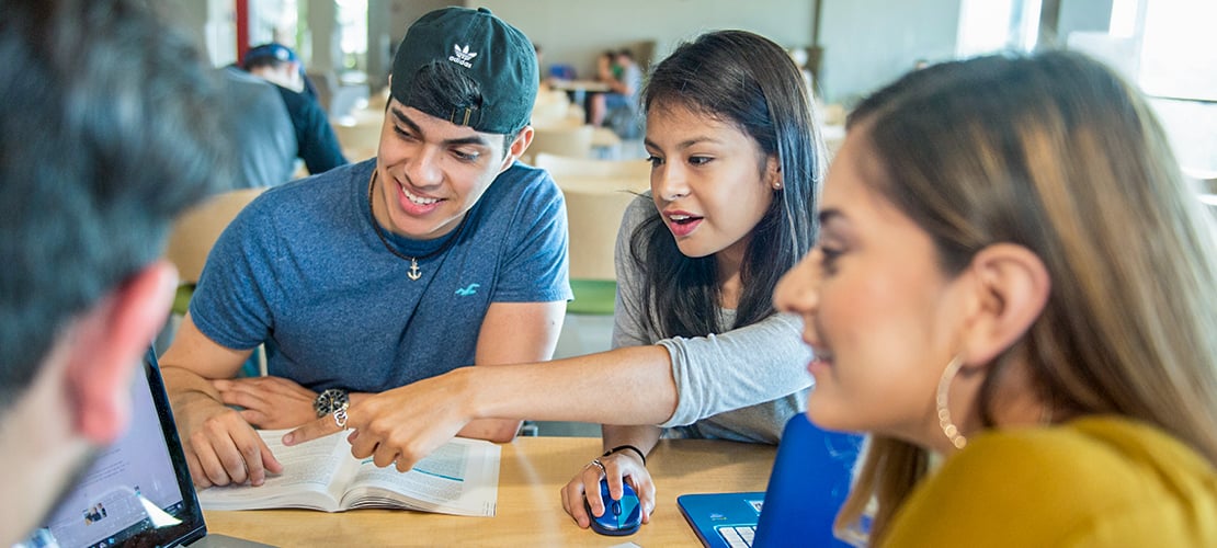 students studying in a library