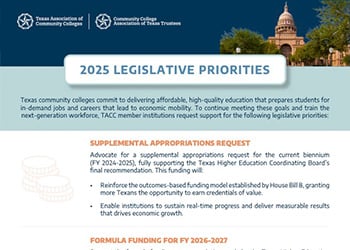 Screenshot of TACC 2025 Legislative Priorities