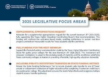 Screenshot of TACC 2025 Legislative Focus Areas