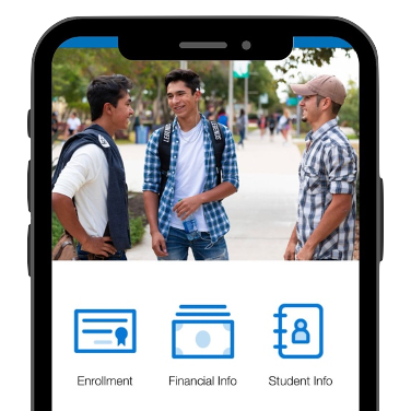 Mobile Application shows Three Male Students Talking