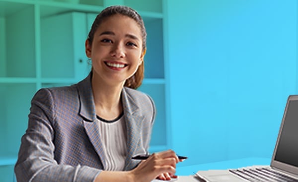 Student working on laptop