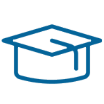graduation cap blue icon