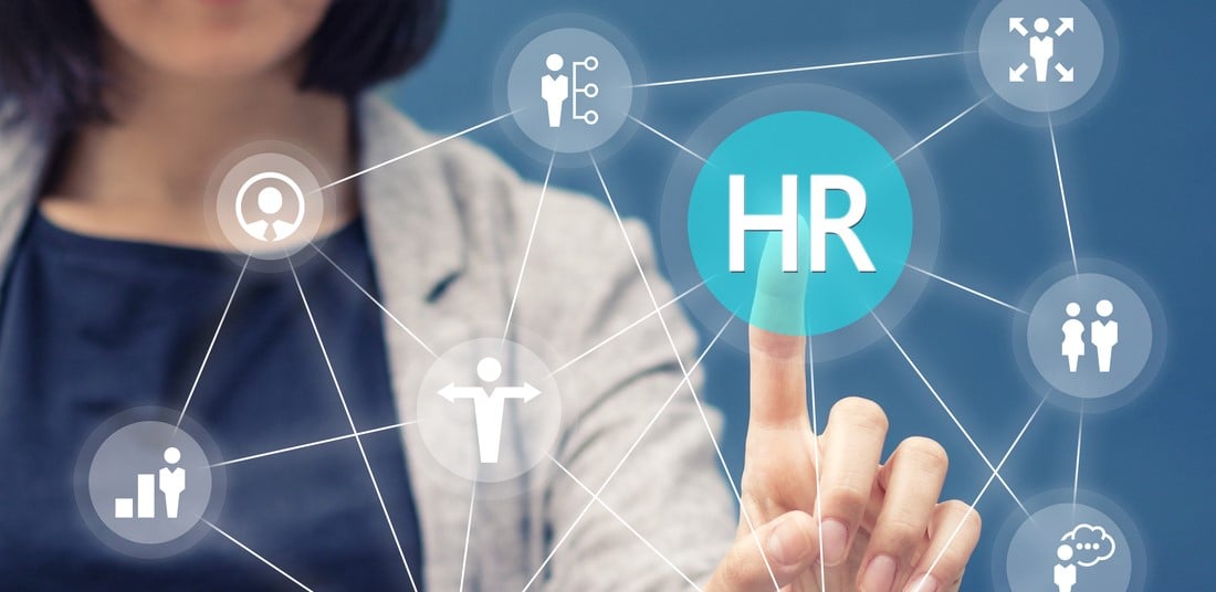 Human Resources Woman with HR icons