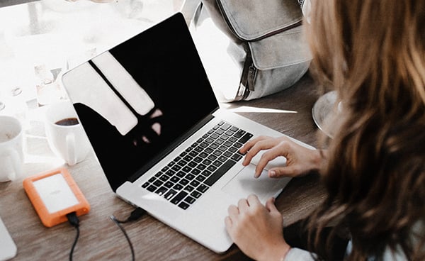 Student working on laptop