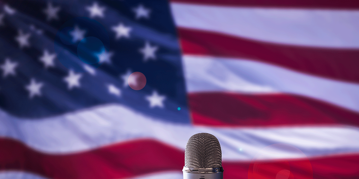 American Flag and a Microphone