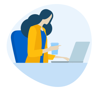 illustration of woman working on a computer