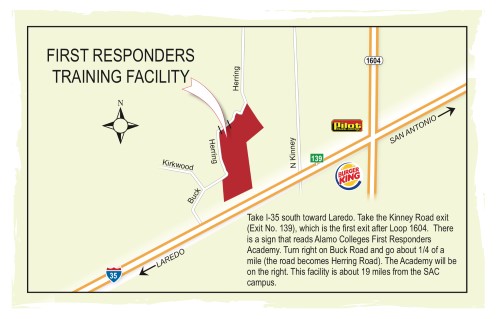 A map showing the location of the First Responders Training Facility with text directions.