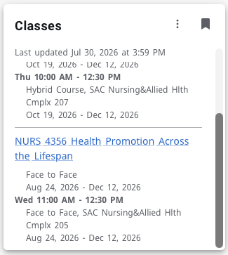 Example of Classes Card