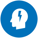Head with lightning bolt icon