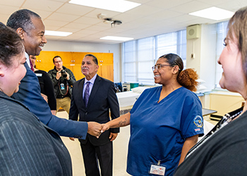 Carson meeting with students